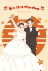 Thiệp cưới chibi chữ Hỷ cam