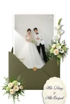 Thiệp cưới phong bì rêu hoa trắng