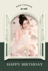 Thiệp sinh nhật tuổi 18 cửa sổ xanh rêu